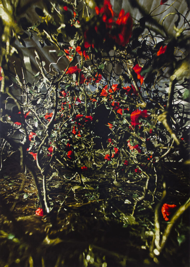 Philipp Fröhlich's painting Dornröschen [Sleeping Beauty] (226L), 2017, oil on canvas, 245 x 175 cm