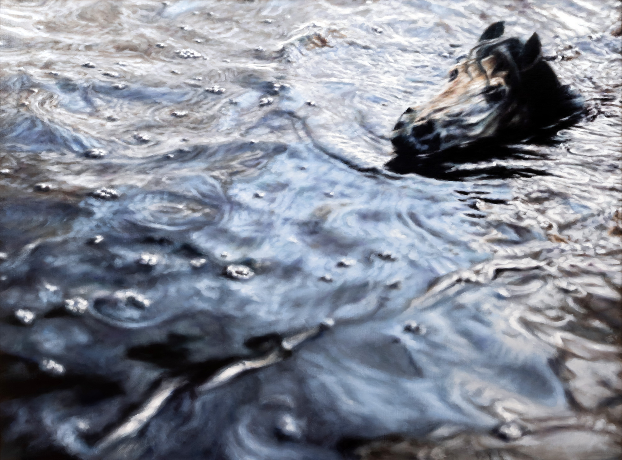 Philipp Fröhlich's paravent Head Above Water (373P), 2022, oil on canvas mounted on a free-standing double-sided wooden panel, 200 x 150 x 30 cm