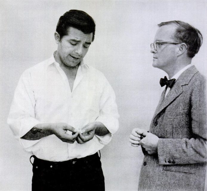 Richard Avedon photographed Truman Capote alongside Perry Smith, whose complex relationship with the writer became central to In Cold Blood.