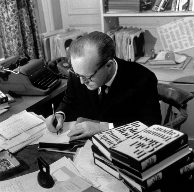 Capote at his first book signing for In Cold Blood.