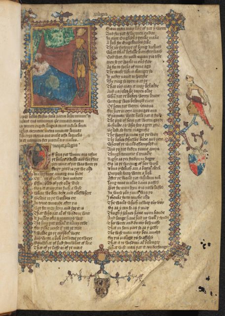 First page of Confessio Amantis. From a manuscript held at the Henry E. Huntington Library.