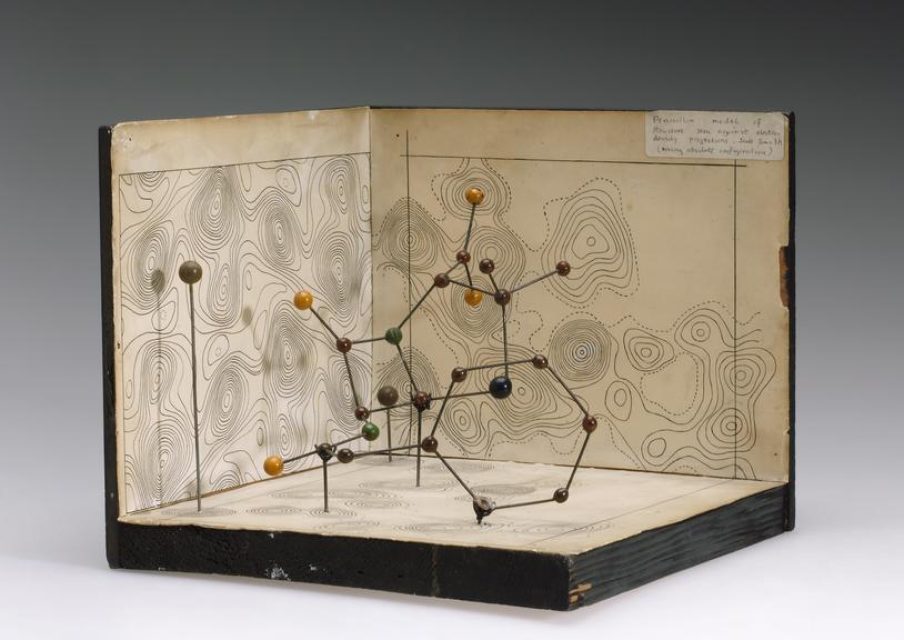 Dorothy Hodgkin’s model of the molecular structure of penicillin, 1945.