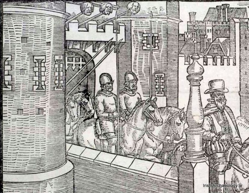 Dublin Castle, heads displayed above the gate.