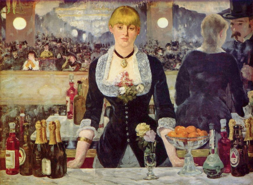 Édouard Manet, A Bar at the Folies-Bergère, 1882, makes the viewer part of the scene.