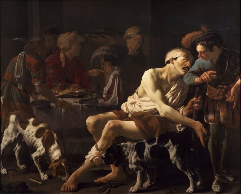 Hendrick ter Brugghen, The Raising of Lazarus, c. 1619–1620, with a dog moving toward the revived.