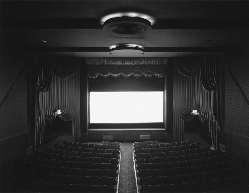 Hiroshi Sugimoto, Theaters: Trylon, New York, 1976. A full-length film condensed into a single exposure, reducing the screen to a field of light.