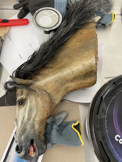 Mockup of a horse head, built as a preparatory model for Philipp Fröhlich's painting.