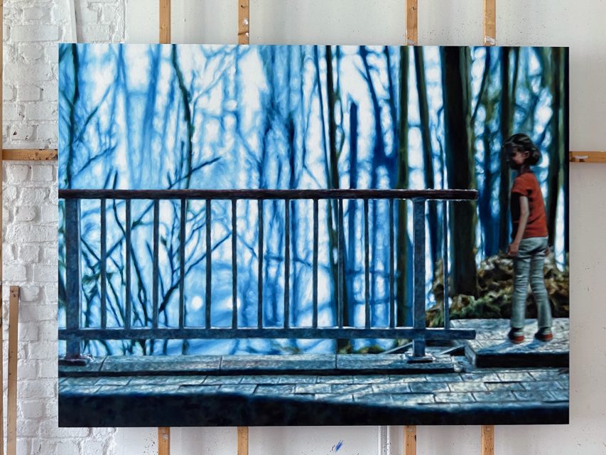 The finished painting on my easel.