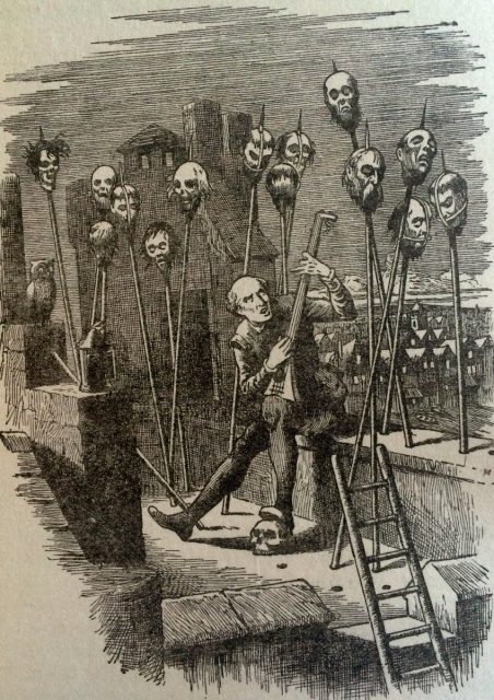 The keeper of the mounted heads, illustration.