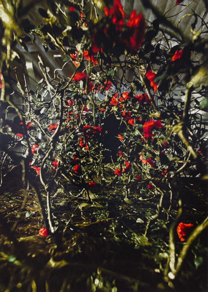 Philipp Fröhlich's painting Dornröschen [Sleeping Beauty] (226L), 2017, oil on canvas, 245 x 175 cm