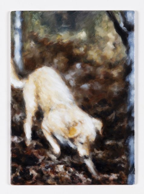 Philipp Fröhlich The Grubbing V, 2021. Oil on panel, 24.5 × 17.5 cm