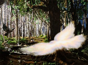 Philipp Fröhlich´s oil painting showing the birds of the forest picking up the breadcrumbs in Hänsel and Gretel.