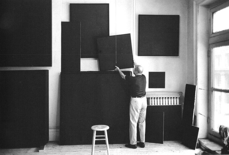 Reinhardt 1966 Ad Reinhardt with his “black” paintings, 1966.
