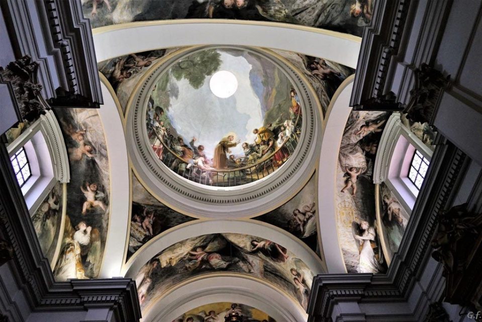 Ceiling of the chapel San Antonio de la Florida, Madrid. Goya’s frescoes located above the visitor.