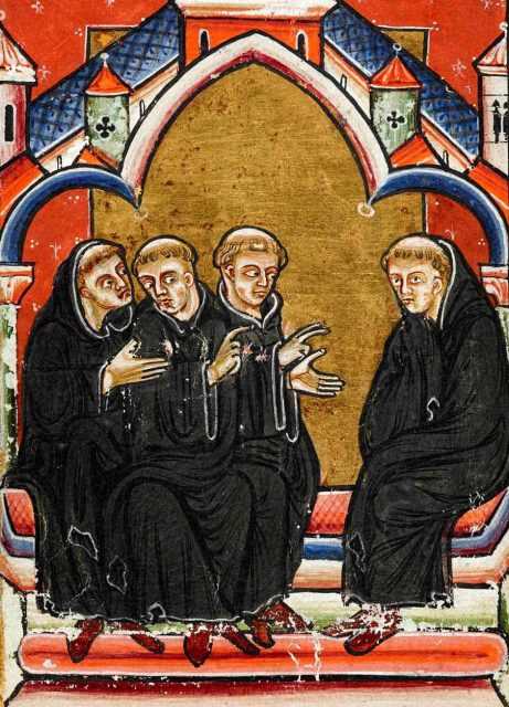 benedictine-monks By the 11th century, black had become the defining colour of the Benedictine habit
