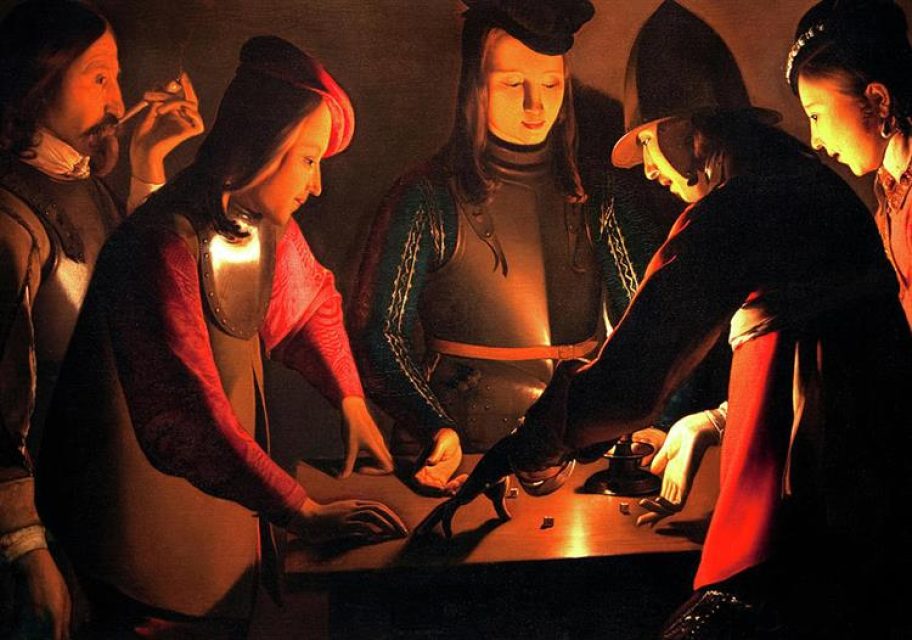 Georges de La Tour was a master of firelit scenes, as in his Dice Players.