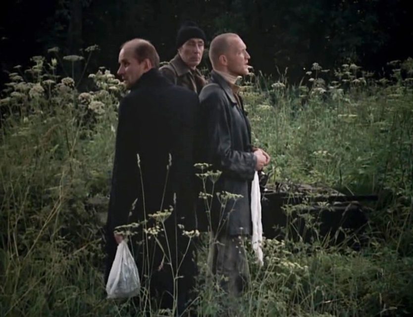 In Stalker by Andrei Tarkovsky, a nut on a string is used to test the way forward.