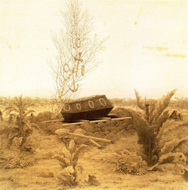 Caspar David Friedrich, Coffin at the Edge of a Grave, 1836.